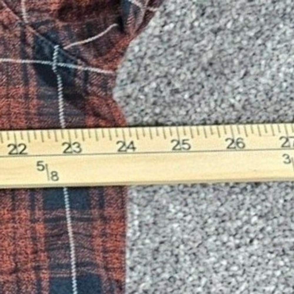 prAna Flannel Shirt Mens XL Rust Blue Plaid Organic Cotton Button Down M2WOOD315 - Picture 6 of 12